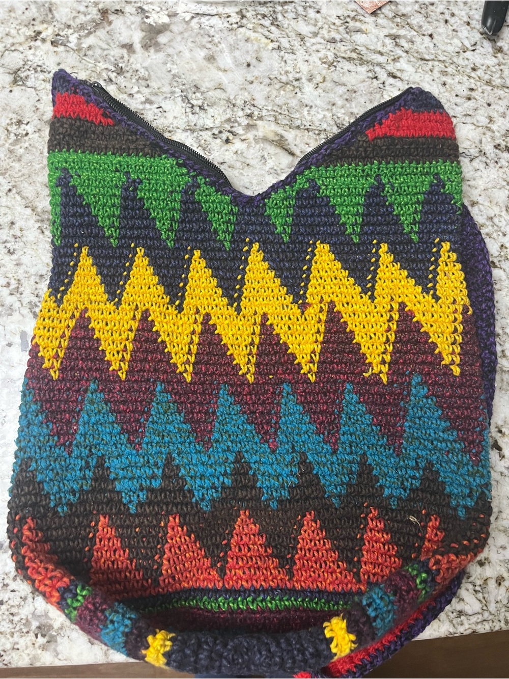 Unique Batik Colorful Zigzag Crochet Shoulder Bag